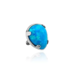 Tytanowa nakrętka opal łza niebieska - TNA-035