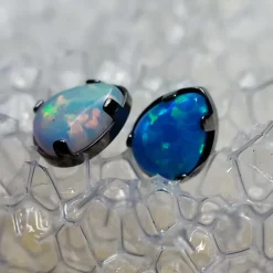 Tytanowa nakrętka opal łza niebieska - TNA-035