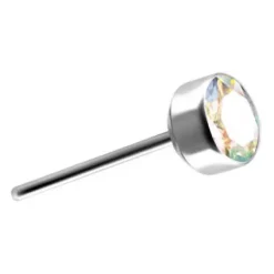 Tytanowa nakrętka PUSH IN - srebrna z kolorowym kryształkiem - TPI-003