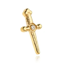 Tytanowa nakrętka sztylet z cyrkonią - złota - TNA-180
