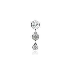 Tytanowa nakrętka z 3 białymi cyrkoniami - srebrny - TNA-191