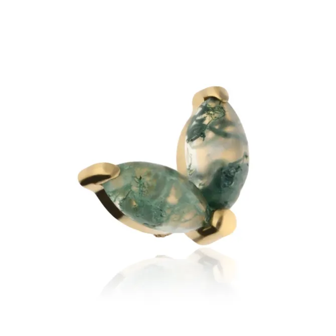 Tytanowa nakrętka z agatem mszystym - złoty - TNA-104