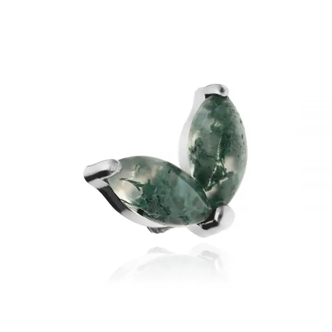 Tytanowa nakrętka z agatem mszystym - srebrny - TNA-104