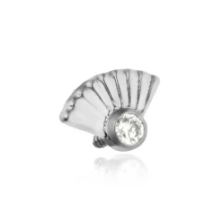 Tytanowa nakrętka z białą cyrkonią - srebrna - TNA-015