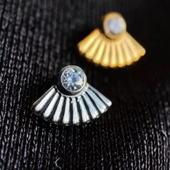 Tytanowa nakrętka z białą cyrkonią - srebrna - TNA-015