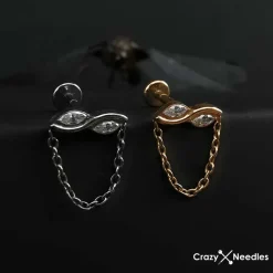 Tytanowa nakrętka z białą cyrkonią - srebrny - TNA-189