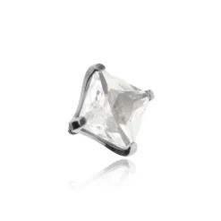 Tytanowa nakrętka z białą cyrkonią - srebrny - TNA-075