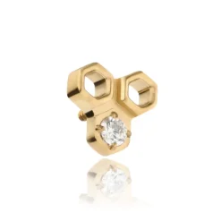 Tytanowa nakrętka z białą cyrkonią - złota - TNA-070