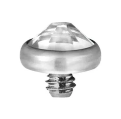 Tytanowa nakrętka z białym kryształkiem premium - srebrny - TNA-041