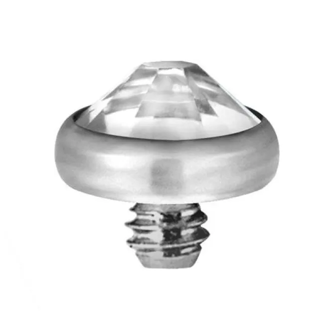 Tytanowa nakrętka z białym kryształkiem premium - srebrny - TNA-041