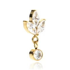 Tytanowa nakrętka z białymi cyrkoniami - złoty - TNA-193