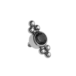 Tytanowa nakrętka z czarną cyrkonią i kulkami - TNA-022