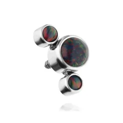 Tytanowa nakrętka z czarnymi opalami OP33 - TNA-012