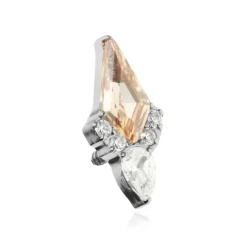 Tytanowa nakrętka z szampańśką i białymi cyrkoniami - srebrna - TNA-010