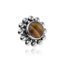 Tytanowa nakrętka z Tygrysim Okiem - srebrna - TNA-199