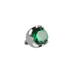 Tytanowa nakrętka z zieloną cyrkonią - srebrny - TNA-117