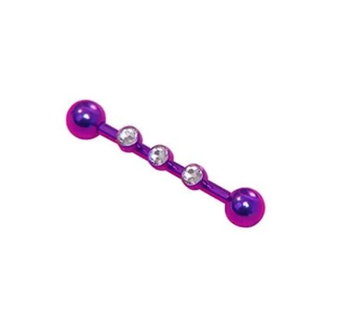 Tytanowa Sztanga - fioletowy Industrial z kryształkami - TSZ-004