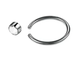 Tytanowe kółko BCR z kulką z białą cyrkonią - srebrny - TK-019