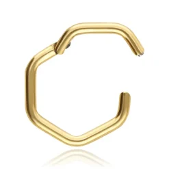 Tytanowe kółko clicker heksagon - złoty - TK-068