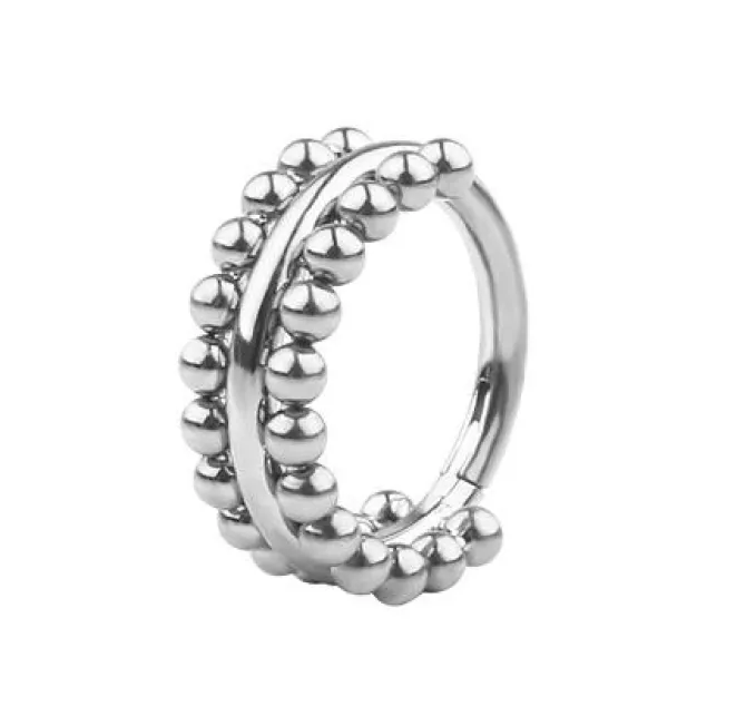 Tytanowe kółko clicker ozdobne srebrne - TK-064