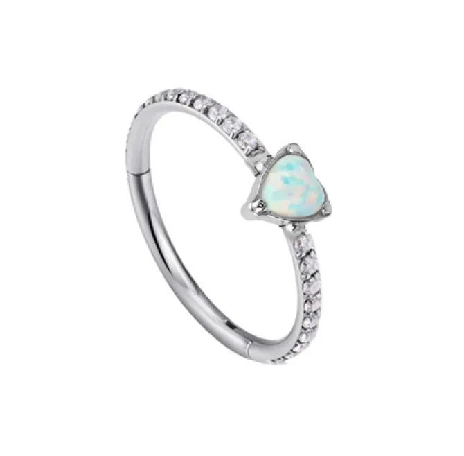 Tytanowe kółko clicker serce - srebrne - TK-069