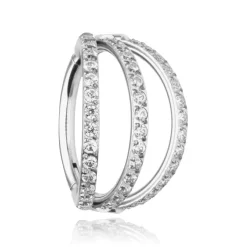 Tytanowe kółko CLICKER z białymi cyrkoniami - srebrny - TK-038