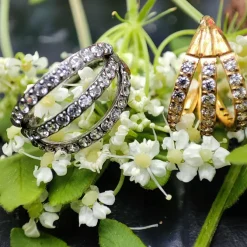 Tytanowe kółko CLICKER z białymi cyrkoniami - srebrny - TK-038