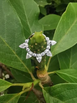 Tytanowe kółko clicker z cyrkoniami - srebrny - TK-067