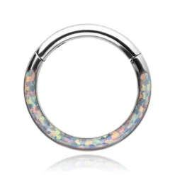 Tytanowe kółko CLICKER z opalem - OP38 - TK-029