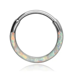 Tytanowe kółko clicker z opalem op17 - TK-092