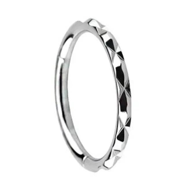 Tytanowe kółko clicker ze szlifem srebrne - TK-047