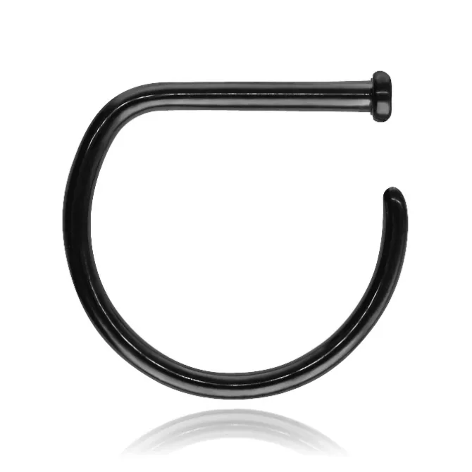 Tytanowe kółko do nosa D-RING czarny - TN-013