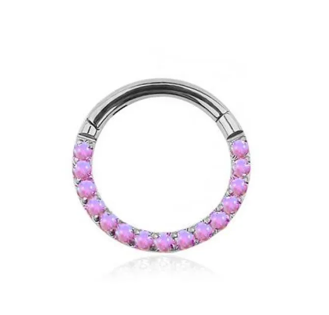 Tytanowe kółko ozdobne CLICKER z opalem - OP 38 - TK-021