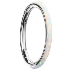 Tytanowe kółko ozdobne CLICKER z opalem - OP17 - TK-003