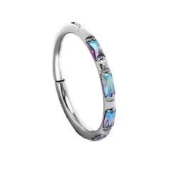 Tytanowe kółko ozdobne CLICKER kolorowe cyrkonie - TK-002