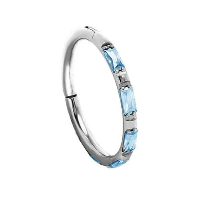 Tytanowe kółko ozdobne CLICKER niebieskie cyrkonie - TK-002