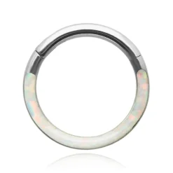 Tytanowe kółko ozdobne CLICKER z opalem - OP 17 - TK-029