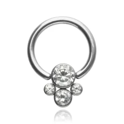 Tytanowe kółko z białymi cyrkoniami - TK-005