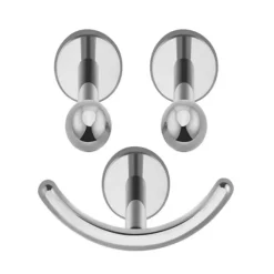 Tytanowe kolczyki - 3 labrety buzia - srebrny - TGW-116