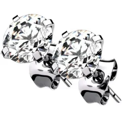 Tytanowe kolczyki z białą cyrkonią - KU-053