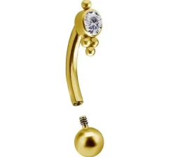 Tytanowy banan - Premium Zirconia - złoty i biała cyrkonia - TB-009