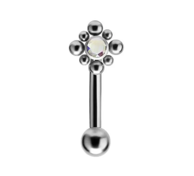 Tytanowy banan - Premium Zirconia - srebrny i kolorowa cyrkonia - TB-008