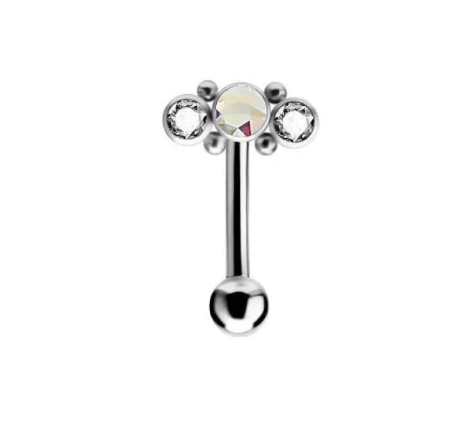 Tytanowy banan - Premium Zirconia - srebrny i kolorowa cyrkonia - TB-006