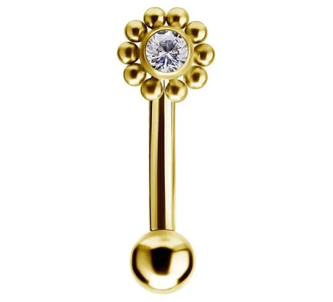 Tytanowy banan - Premium Zirconia - złoty i biała cyrkonia - TB-007