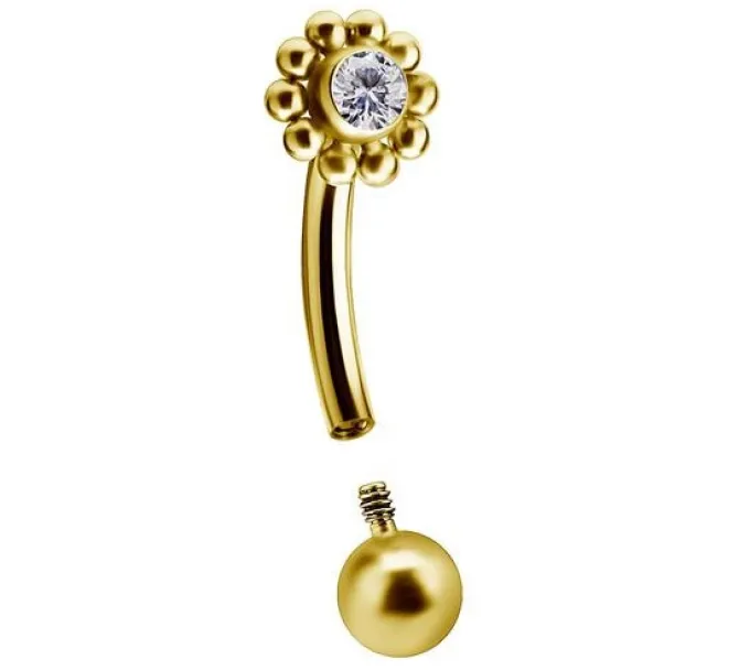 Tytanowy banan - Premium Zirconia - złoty i biała cyrkonia - TB-007