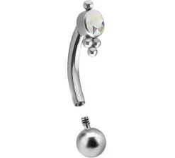 Tytanowy banan - Premium Zirconia - srebrny i kolorowa cyrkonia - TB-009