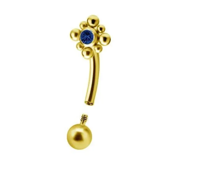 Tytanowy banan - Premium Zirconia - złoty i granatowy cyrkonia - TB-008