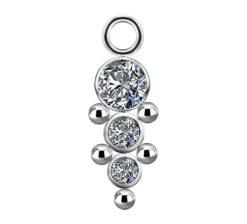 Tytanowy Charms - PREMIUM ZIRCON - srebrny - D-030