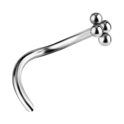 Tytanowy kolczyk do nosa ozdobny - srebrny - TN-035