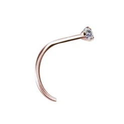 Tytanowy kolczyk do nosa Premium Zirconia różowe złoto z białą cyrkonią - TN-018